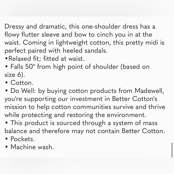 NWT Madewell Ruffled One-Shoulder Midi Dress black 0 - Picture 7 of 9